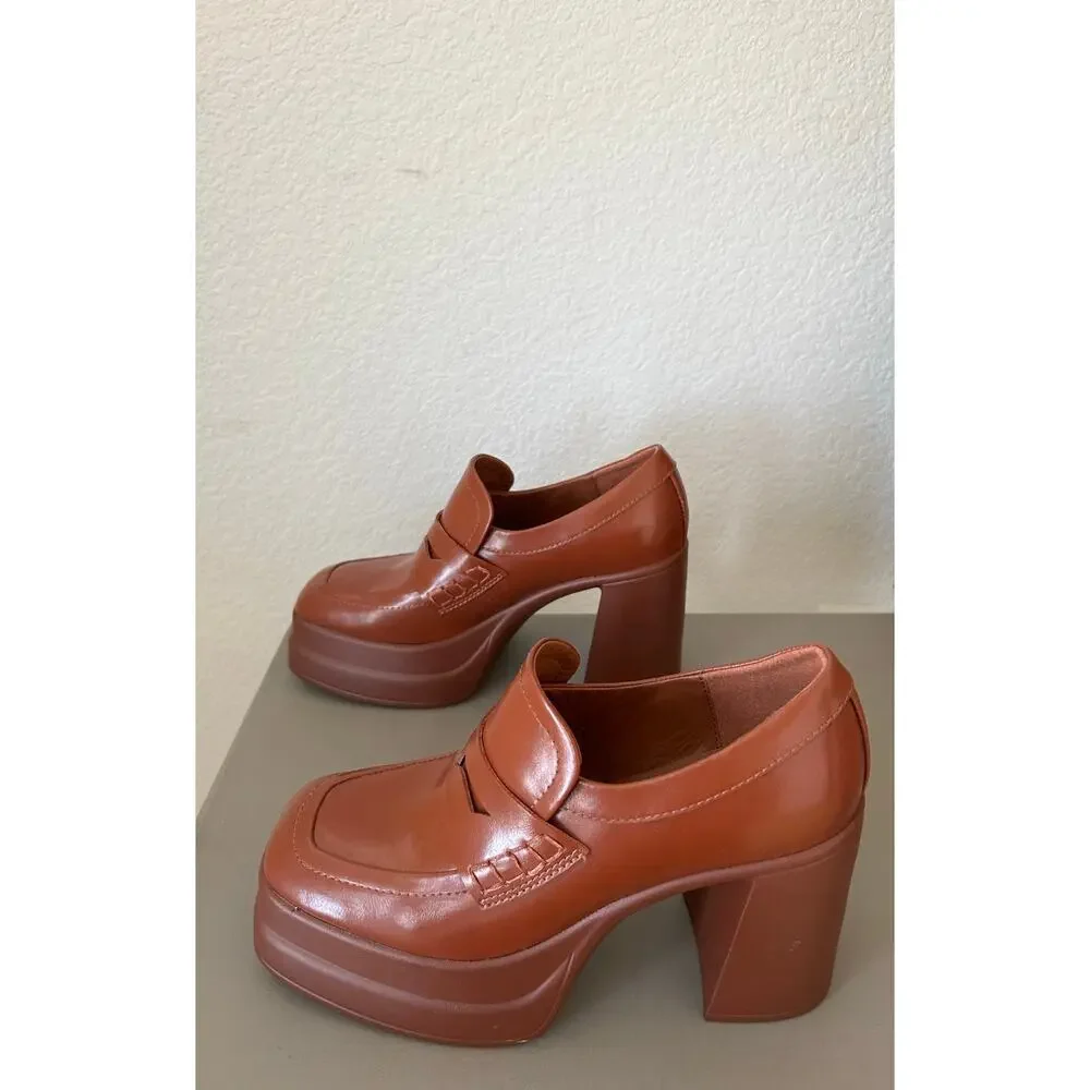 Steve Madden Perry Platform Loafers in Cognac Brown - 6